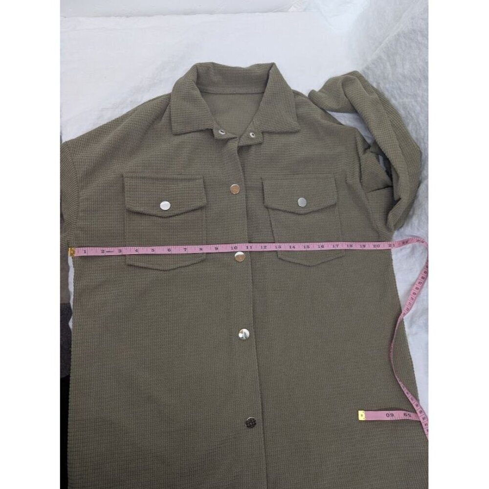Emery Rose women's small long sleeve super soft button up waffle shacket F11 - Picture 6 of 7